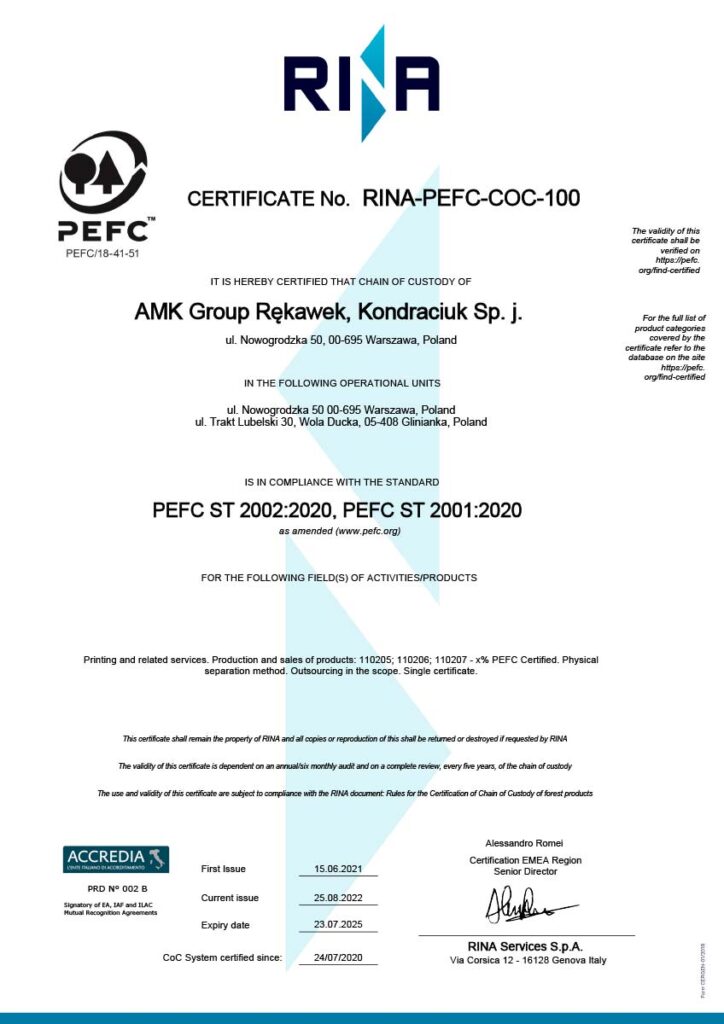 AMK Group PEFC Certificate
