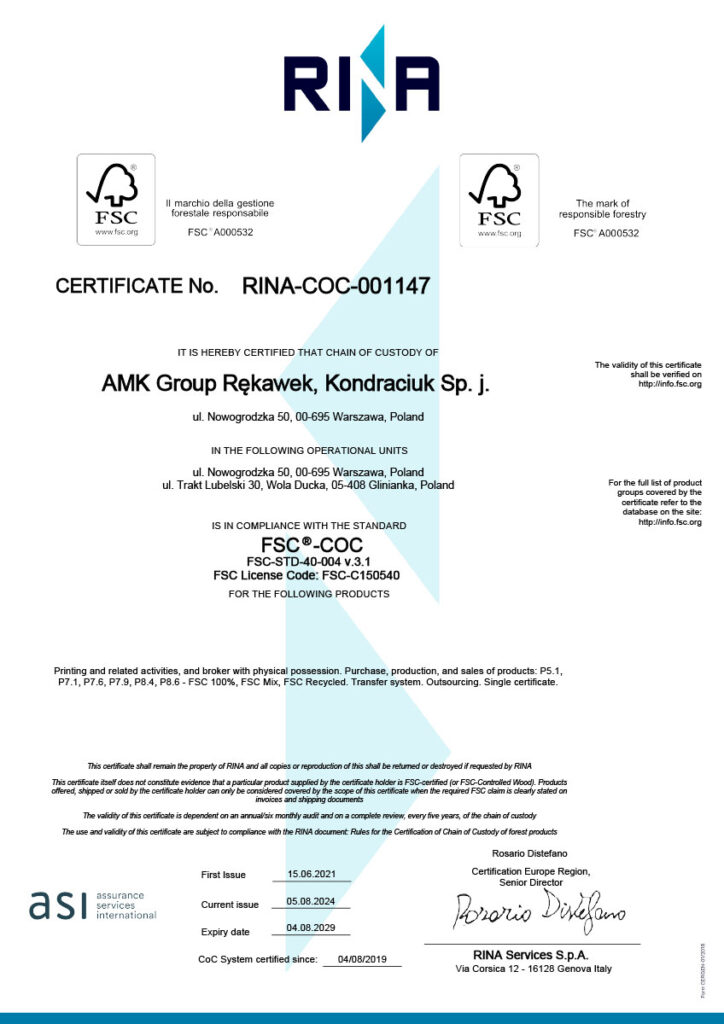 AMK Group FSC Certificate